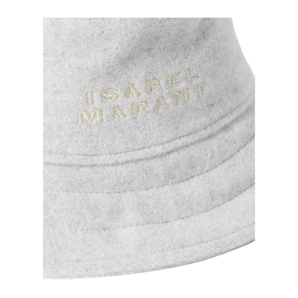 Isabel marant Wol Vilt Logo Bucket Hat Gray Dames