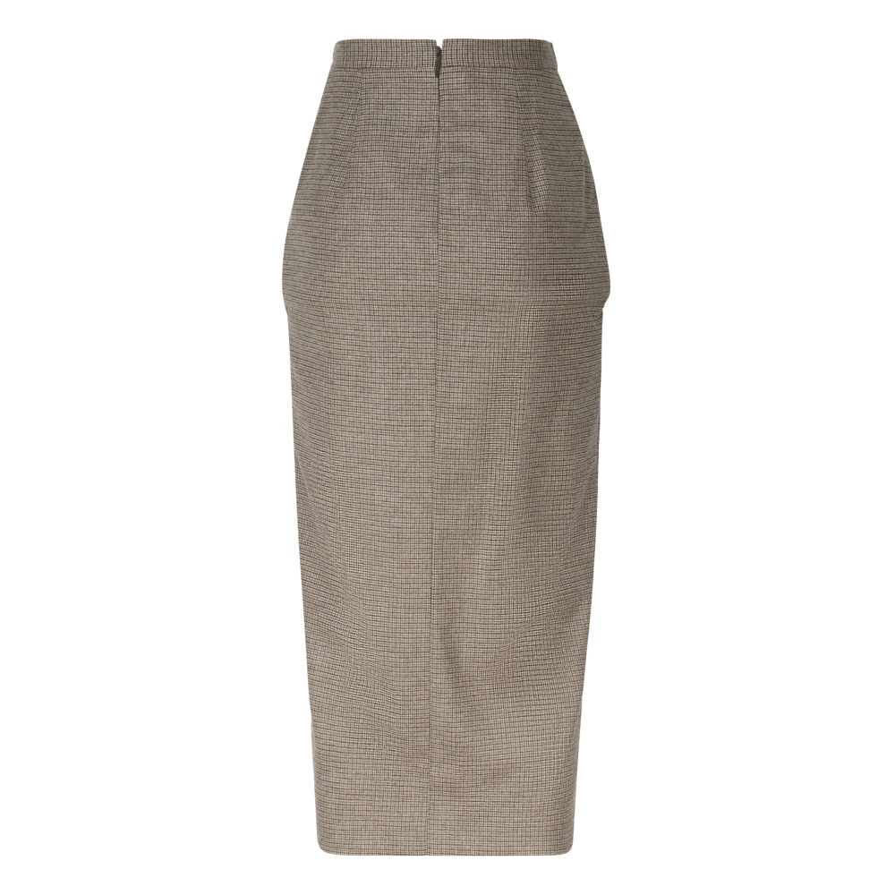 pinko Taupe Pencil Rok Rits Hoge Taille Brown Dames