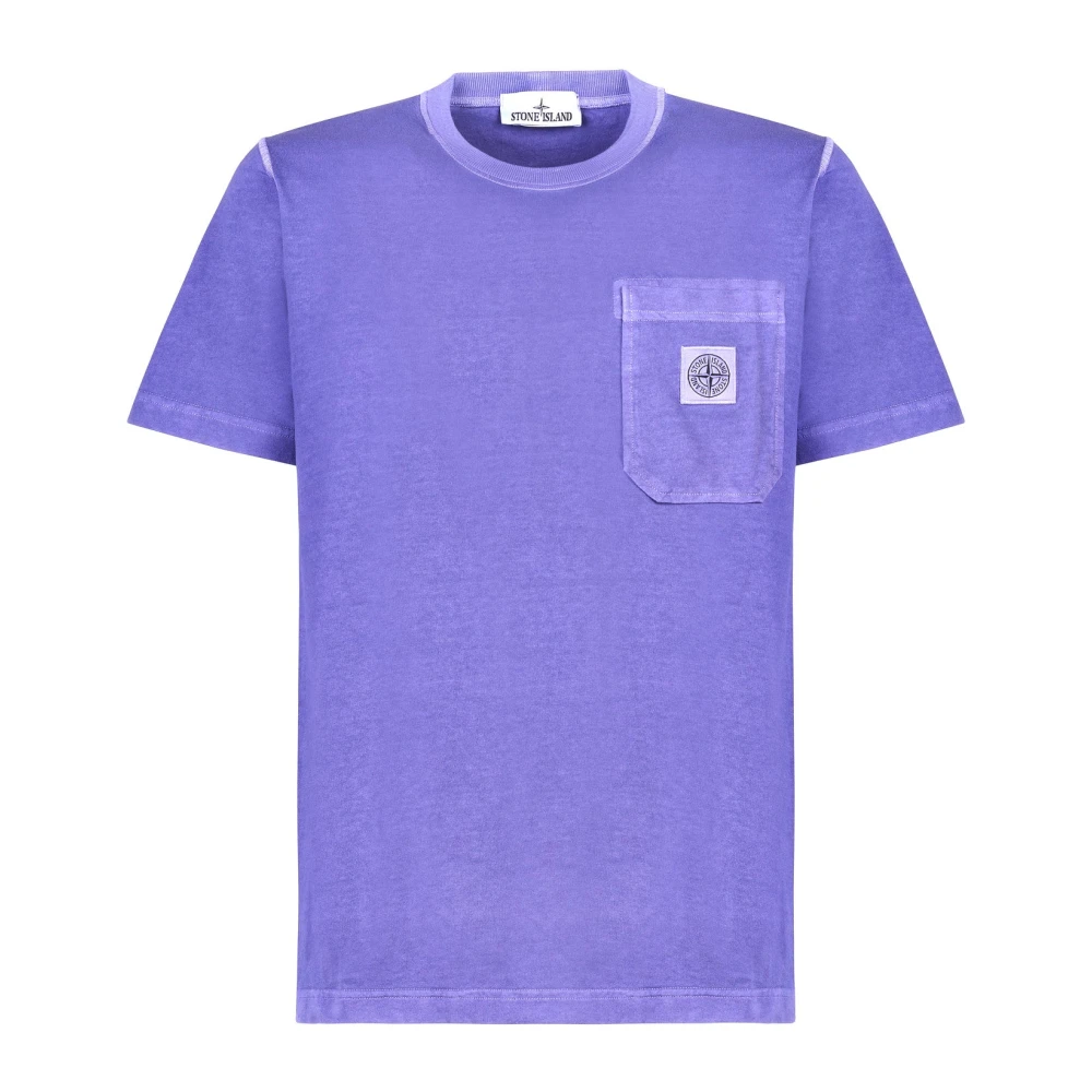 Stone Island Lavendel Katoenen T-shirt met Zak en Logo Patch Purple Heren