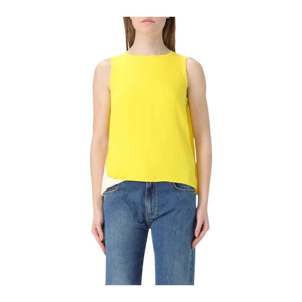 Msgm Women's Yellow Classic Sleeveless Top Casual Fit