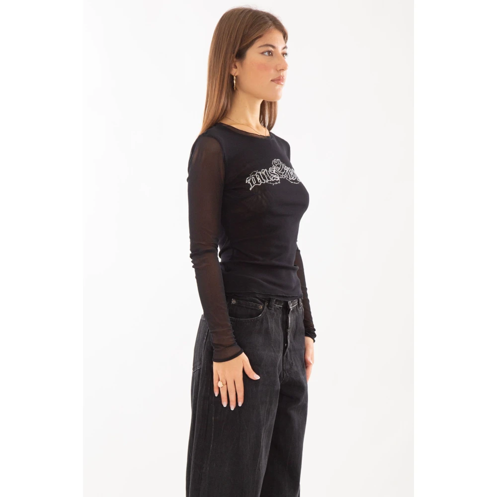 Misbhv Kristal Logo Mesh Longsleeve Tee Black Dames