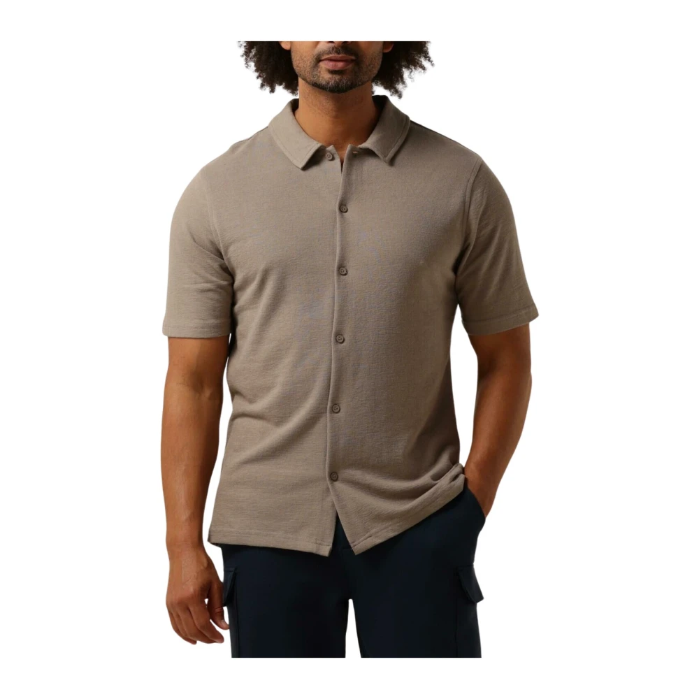 PURE PATH Heren Overhemden Shortsleeve Shirt Button Up Taupe