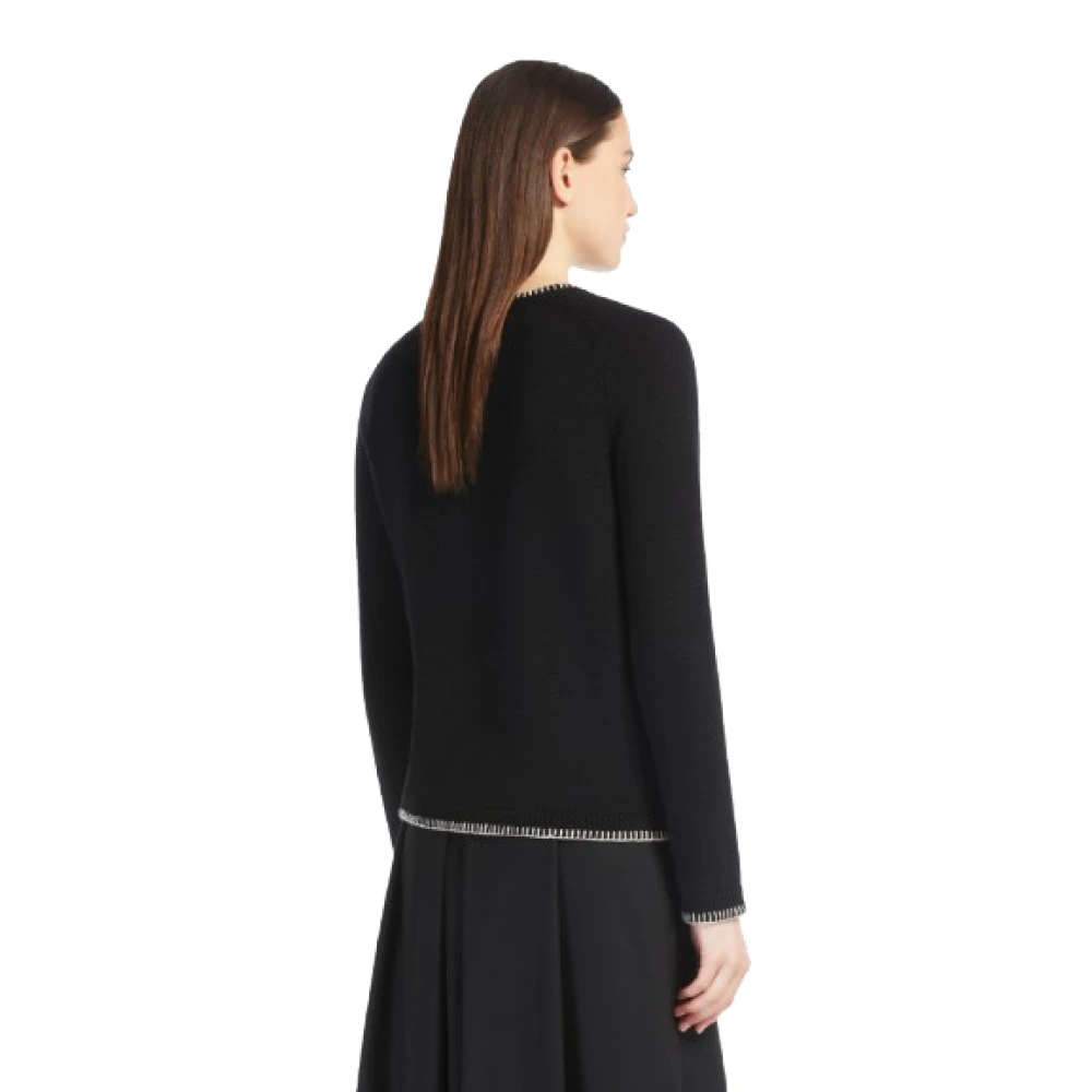 Max Mara Zwart Wol Kasjmier Crewneck Vest Black Dames