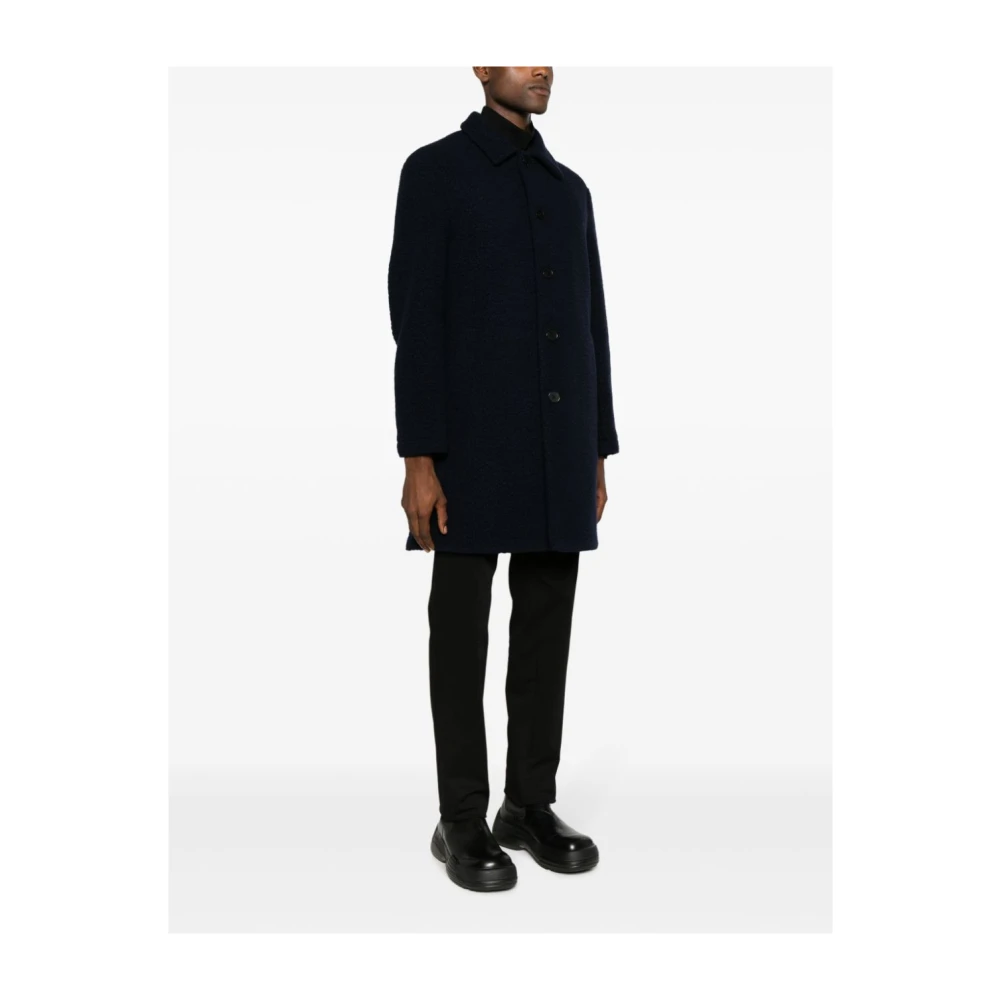 Harris Wharf London Navy blauwe wollen jas Blue Heren
