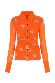 Fluo oranje stretch mesh shirt