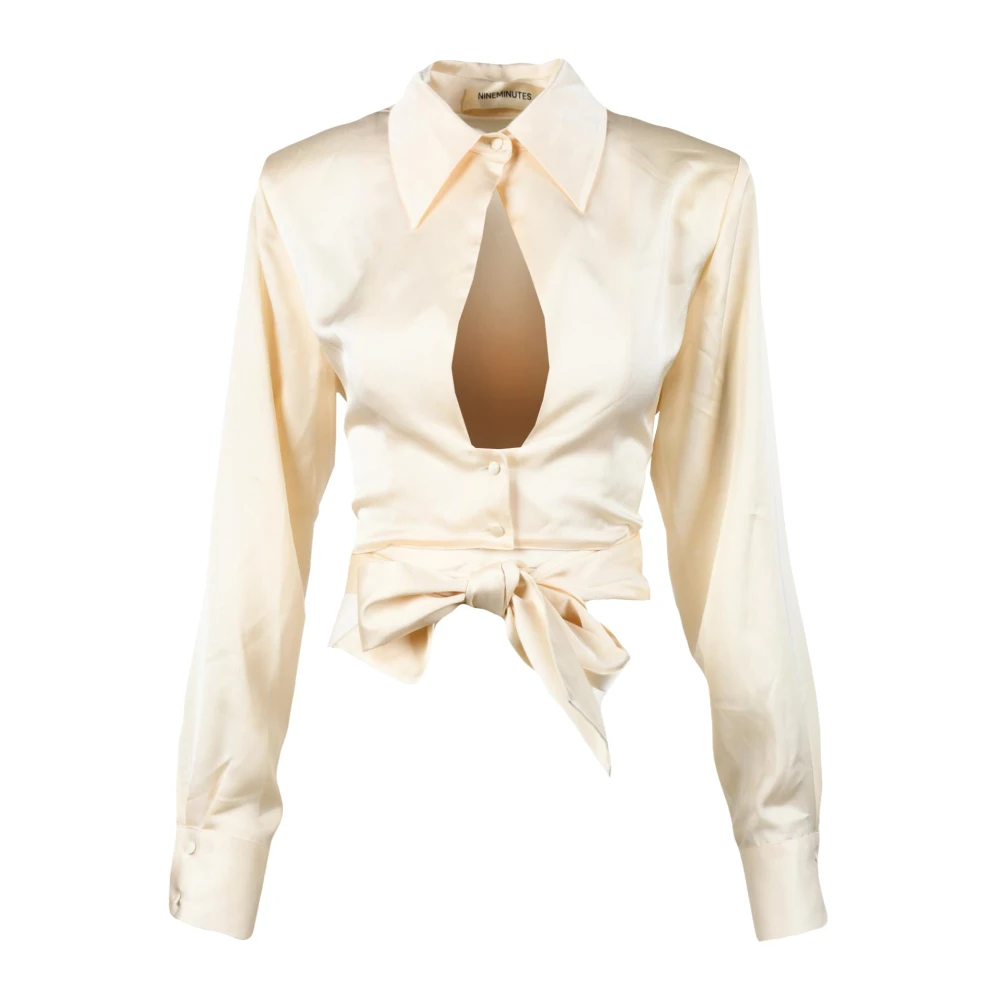 Nineminutes Elegante Shirt met Polyester en Elastaan Beige Dames