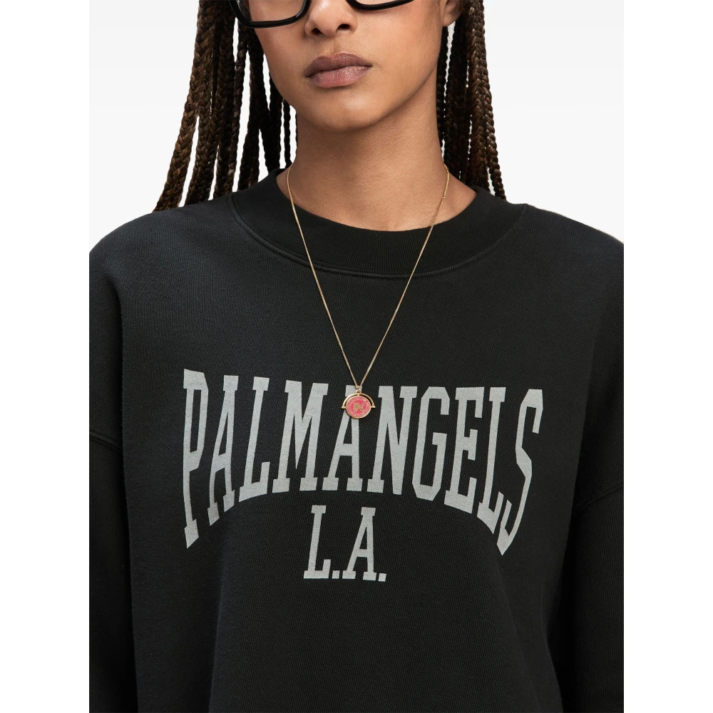 Palm Angels Klassieke College Crew Sweatshirt Black Dames