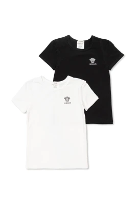 Broderad T-shirt i bomullsjersey 2-pack