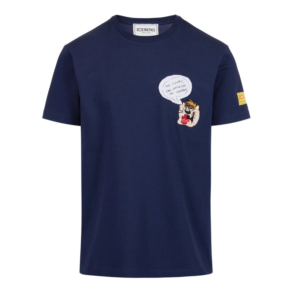 Iceberg Blauw klassiek regular fit katoenen jersey T-shirt Blue Heren