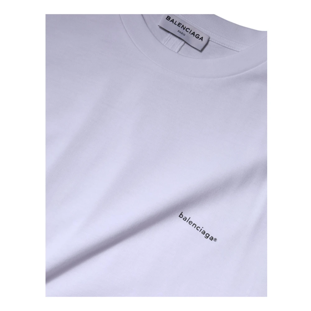Balenciaga Witte Katoenen Logo Print T-shirt White Heren