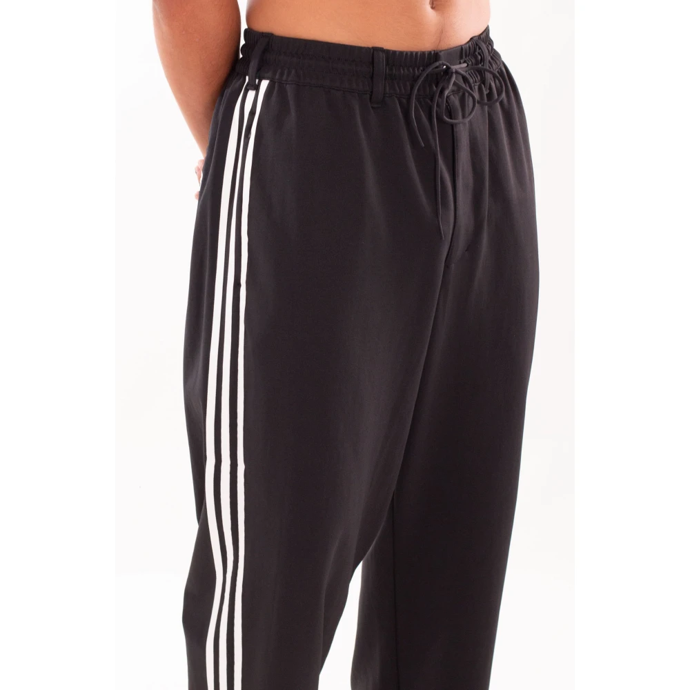 Y-3 Zwarte losse trackpants met 3 strepen Black Heren