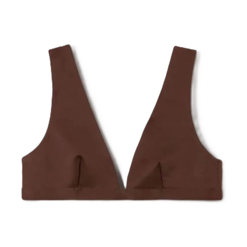 Mc2 Saint Barth Women's Brown Bikinis, S, Ofelia Reanna Heat-Sealed V-Neck Top