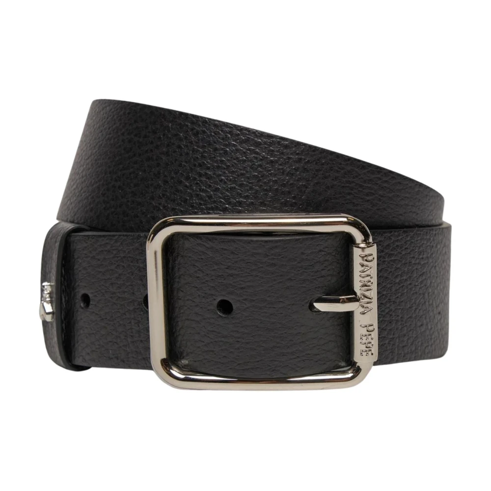 Patrizia Pepe Women's Black Rectangular Golden Buckle Leather Belt - Belts - M - Accessories
