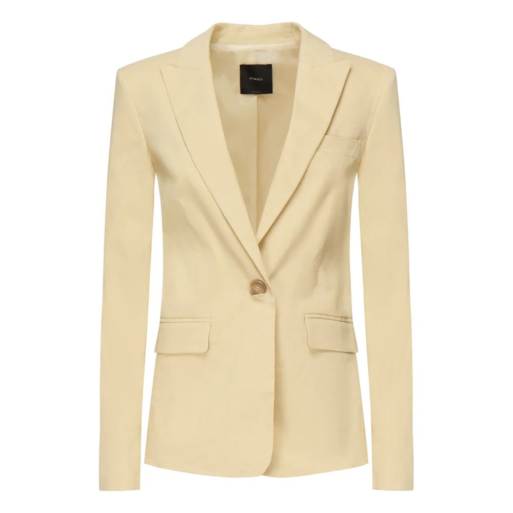 Pinko Women's Beige Blazers, Xl, Balanced Linen Stretch Jacket