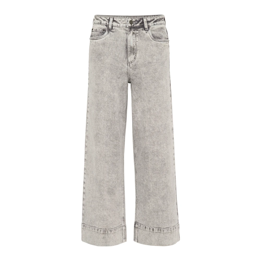 Kaffe Grijze Gewassen Denim Straight Leg Jeans Gray Dames