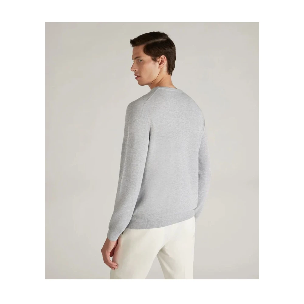 Zanone Grijze Melange Katoen Crepe Ronde Hals Trui Gray Heren