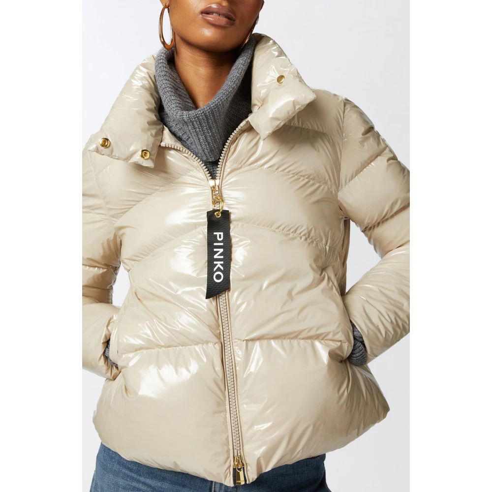pinko Beige Gewatteerde Donsjas Love Birds Beige Dames