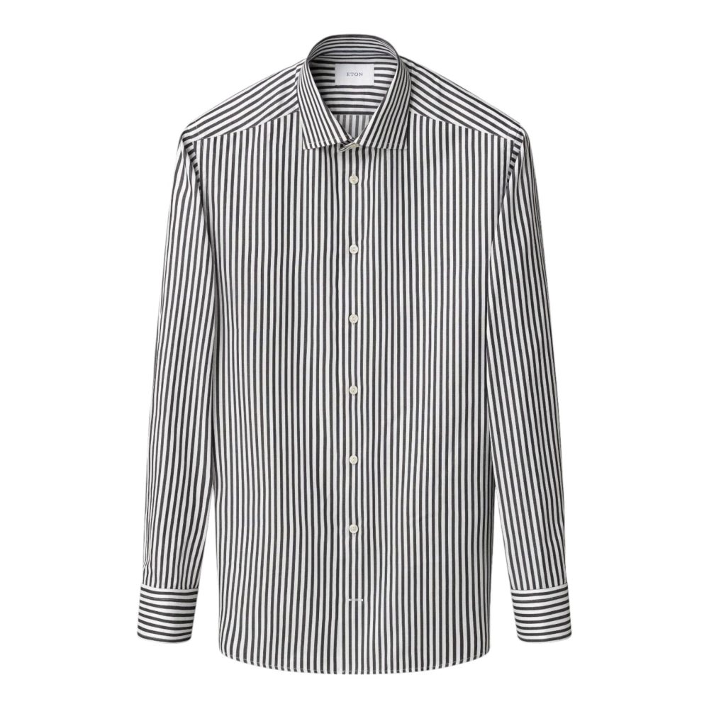 Eton Black Casual Shirts, Male, 5XL, Striped Signature Twill Shirt Contemporary Fit