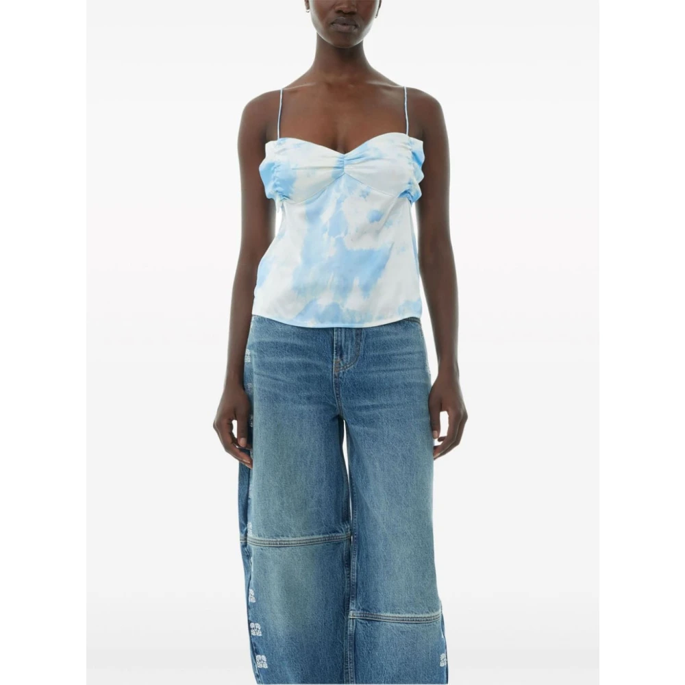 Ganni Satin Slip Top met Bandjes White Dames