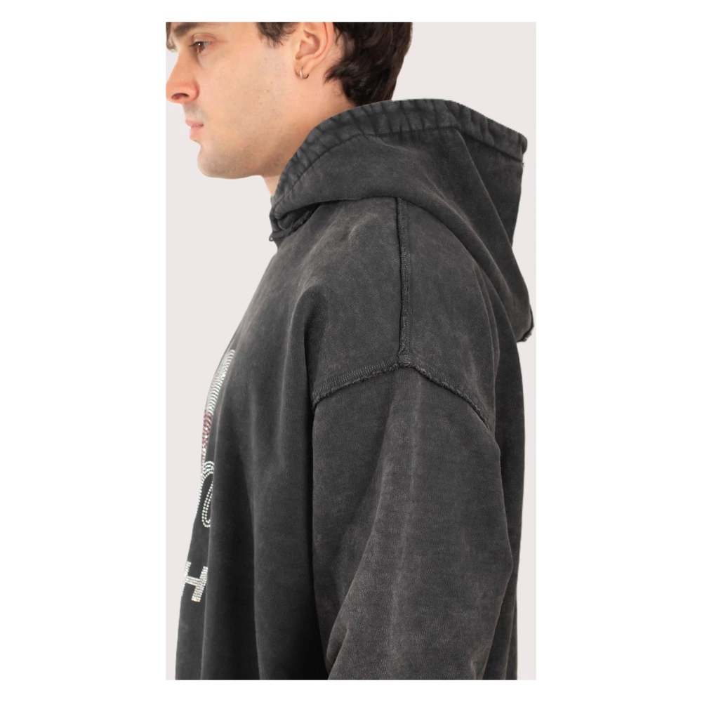 Misbhv Strass Hoodie in Gewassen Zwart Black Heren