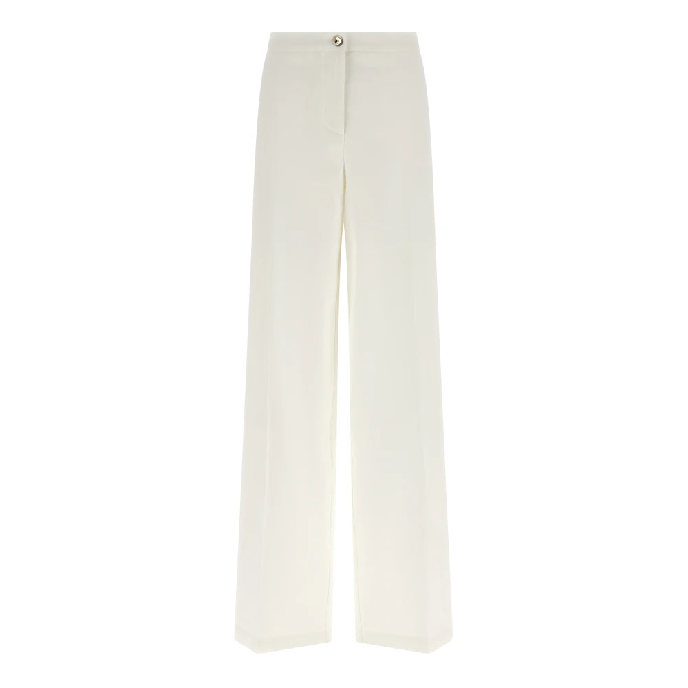 Pinko Women's White Jacopone Wide-Leg Trousers - Wide Trousers - L - Trousers