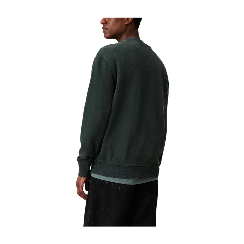 Calvin Klein Gewassen Geweven Label Sweatshirt Green Heren
