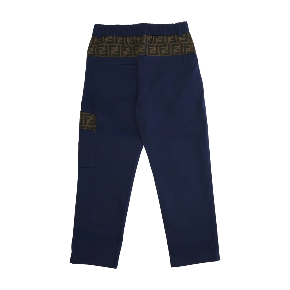 Fendi Blue Kids Gabardine Yale Trousers - Male - Trousers - 12 Y - Kids