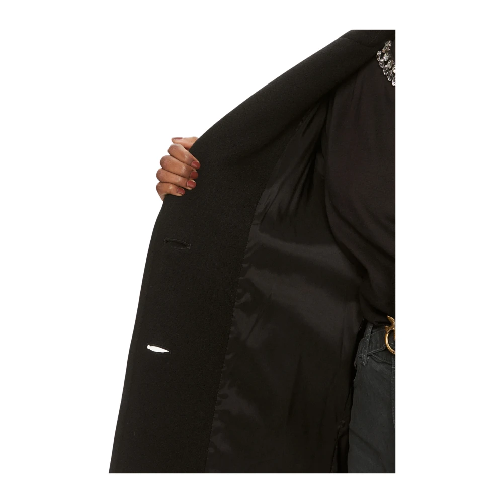 pinko Zwarte Jas Enter Cappotto Black Dames