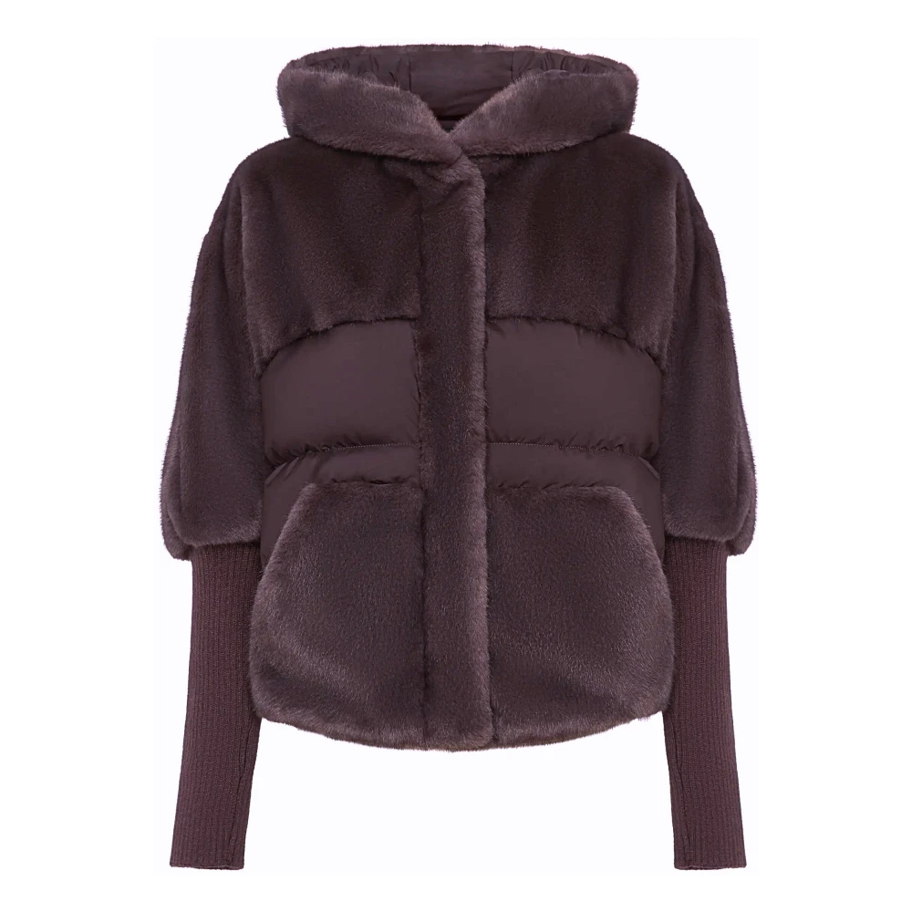 Cesare Gaspari Vrouw Purper Jassen Dames, Paars, M, Wol, Oversized Faux Fur Jas