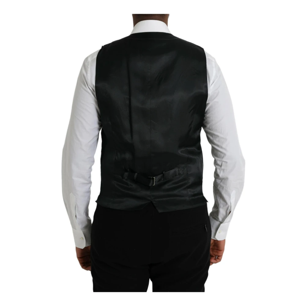 Dolce & Gabbana Zwarte Katoenen Vest Jurk Vest Black Heren