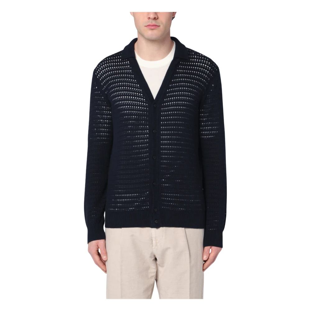 Roberto Collina Korte Cardigan Trui Blue Heren
