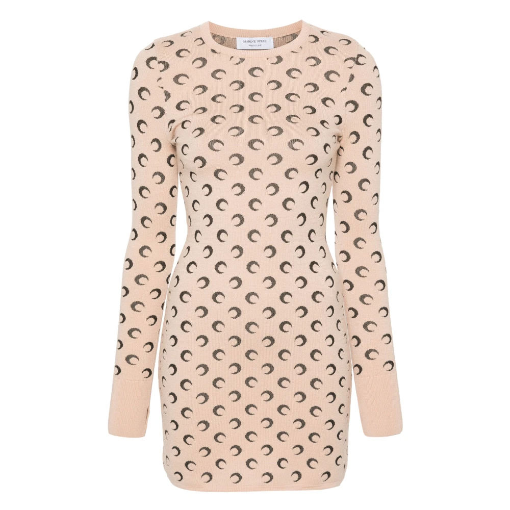 Marine Serre Roze Moon Jacquard Gebreide Jurk Pink Dames