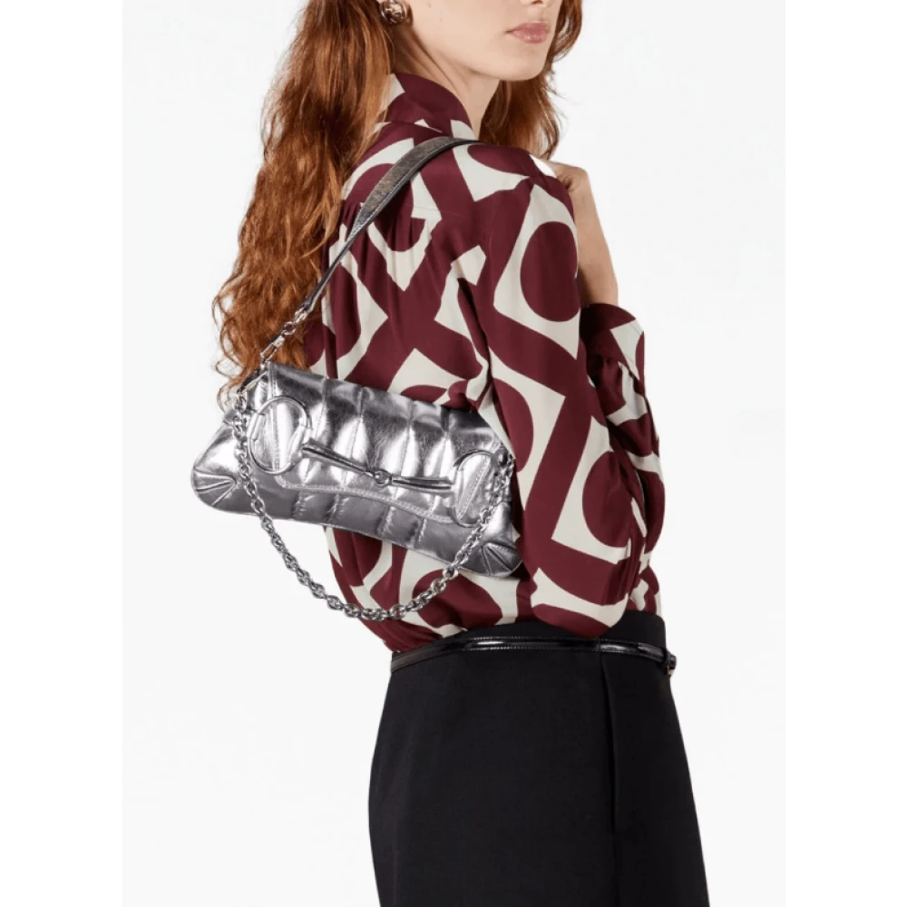 Gucci Horsebit Chain Small Shoulder Bag Gray Dames