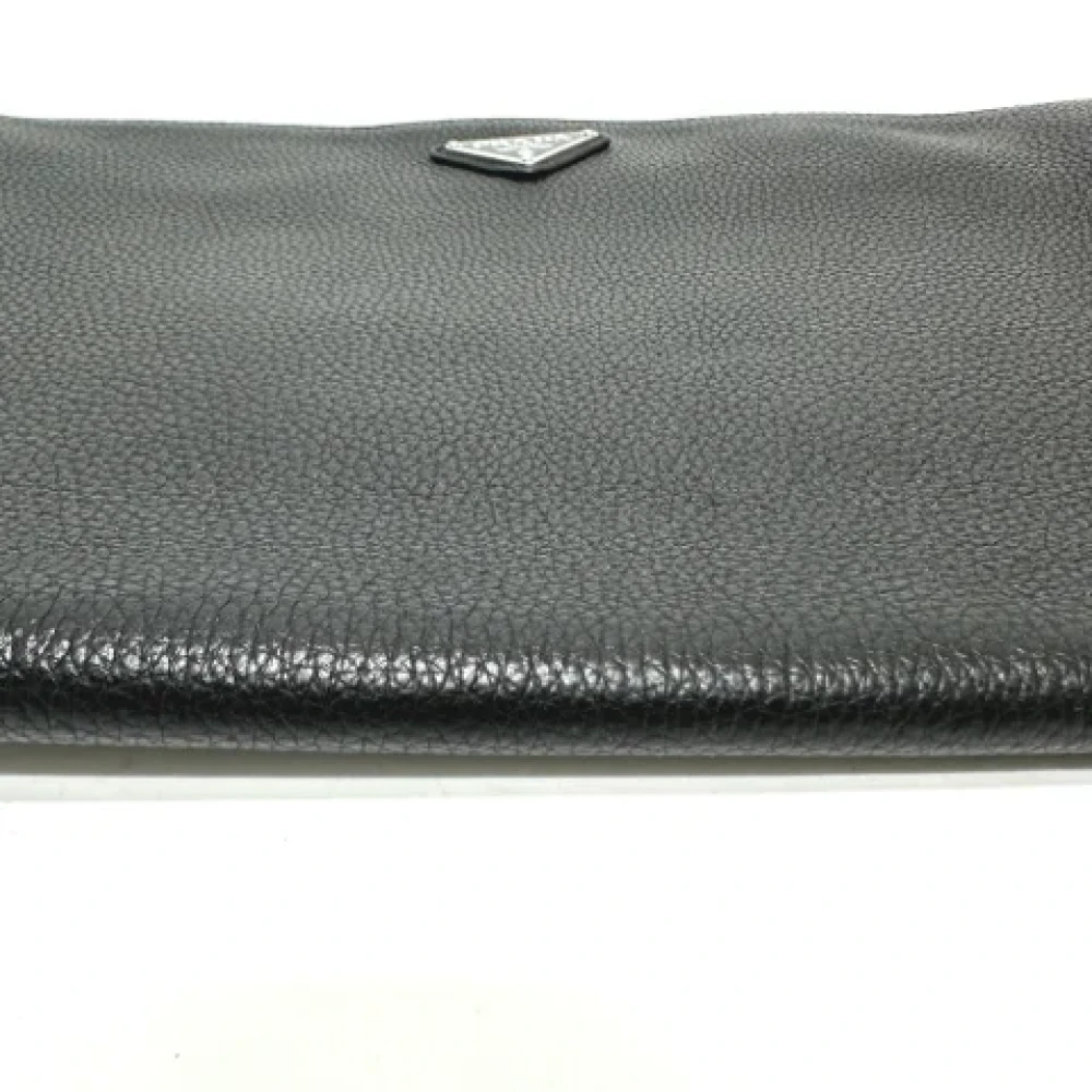 Prada Vintage Pre-owned Leather clutches Black Heren