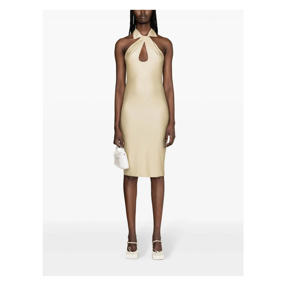 Coperni Metallic Open Chest Sleeveless Dress Beige Dames