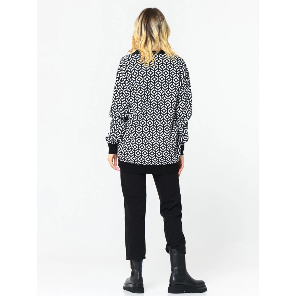 Cesare Gaspari Geometrische Gebreide Vest Black Dames