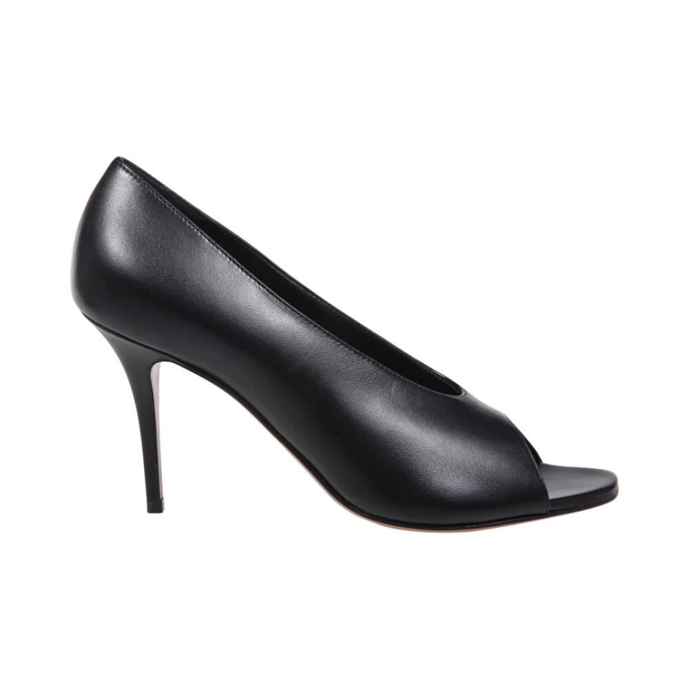Amina Muaddi Women's Black Julianne Peep Toe Pump