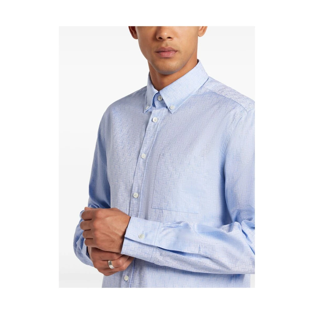 Salvatore Ferragamo Lichtblauwe Button-Down Overhemd Blue Heren
