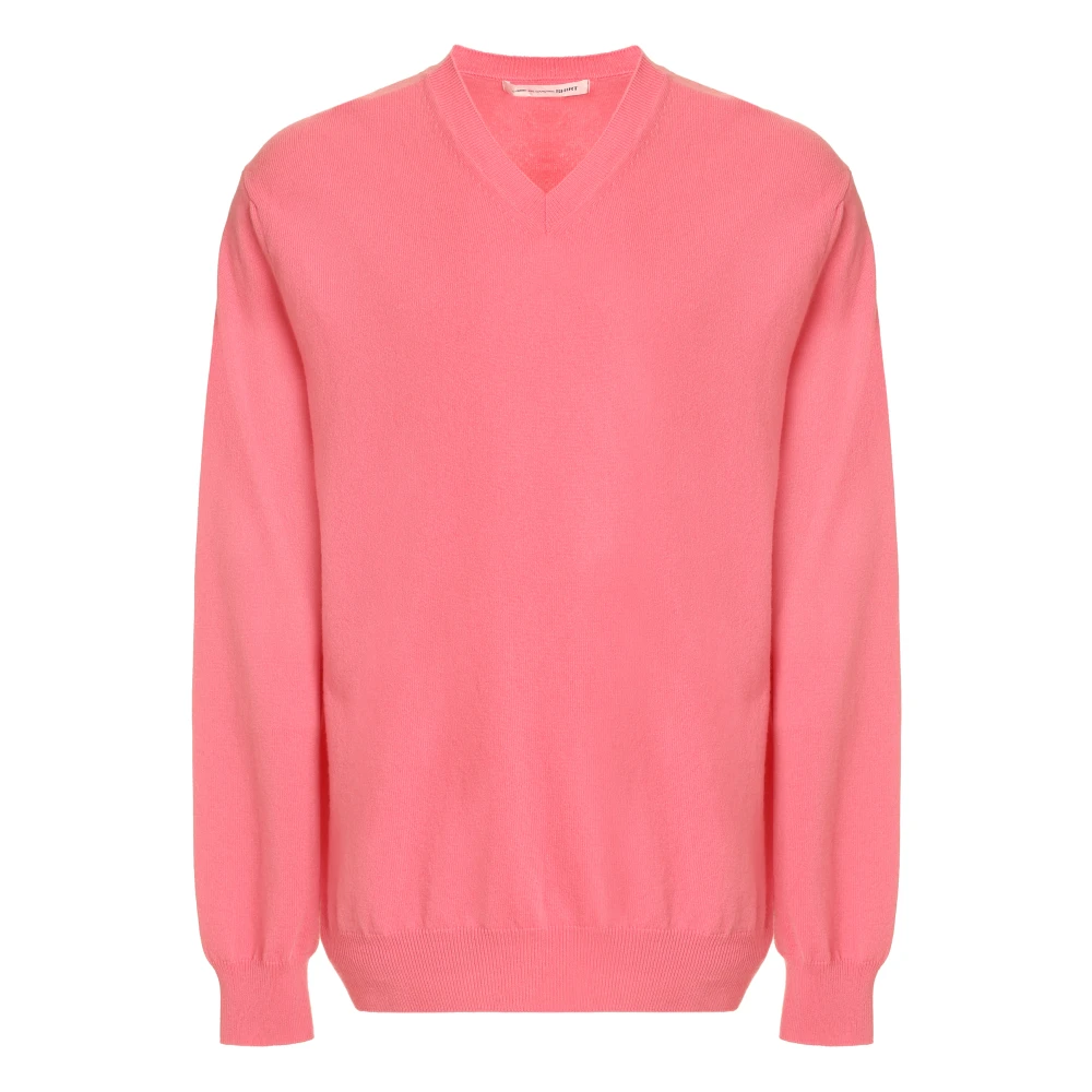 Comme des Garçons Geribbelde Gebreide Wollen Trui Pink Heren