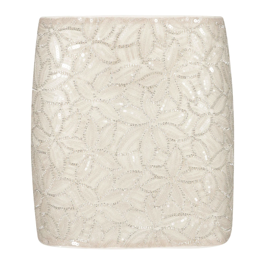 Rotate Birger Christensen Pailletten Mini Rok Beige Dames