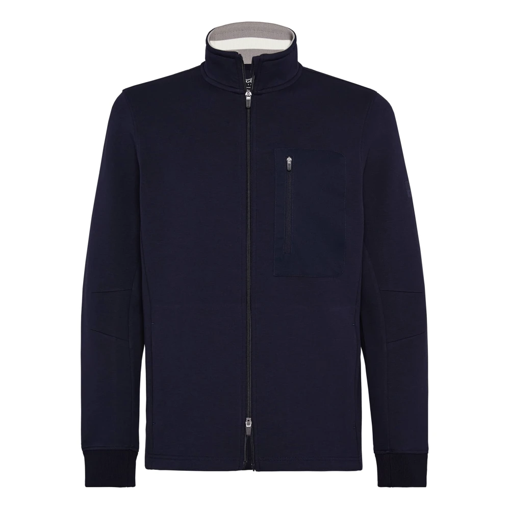 Boggi Milano Full Zip Hoodie van gerecycled licht scuba Blue Heren