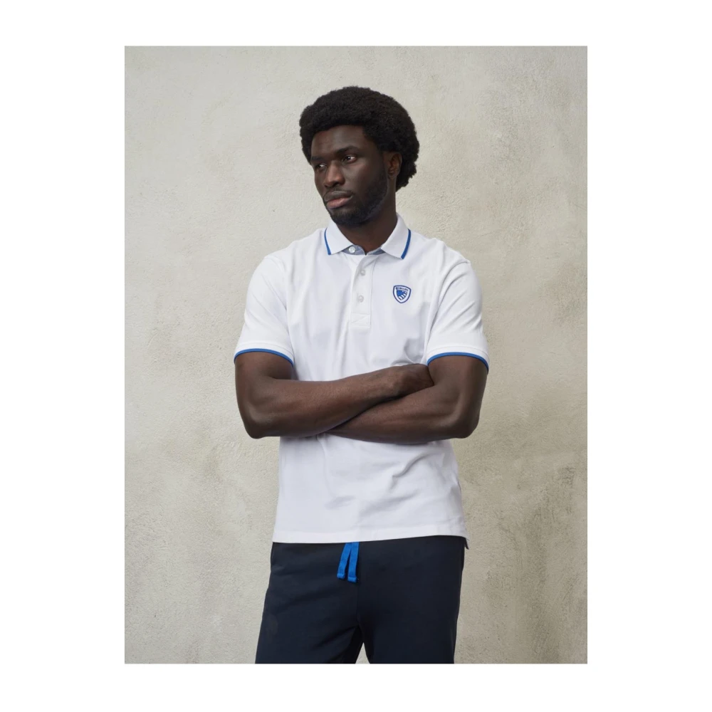 Blauer Katoenen Polo Shirt White Heren