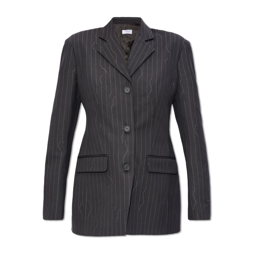 Off White Women's Gray Blazers, M, Wool Blazer