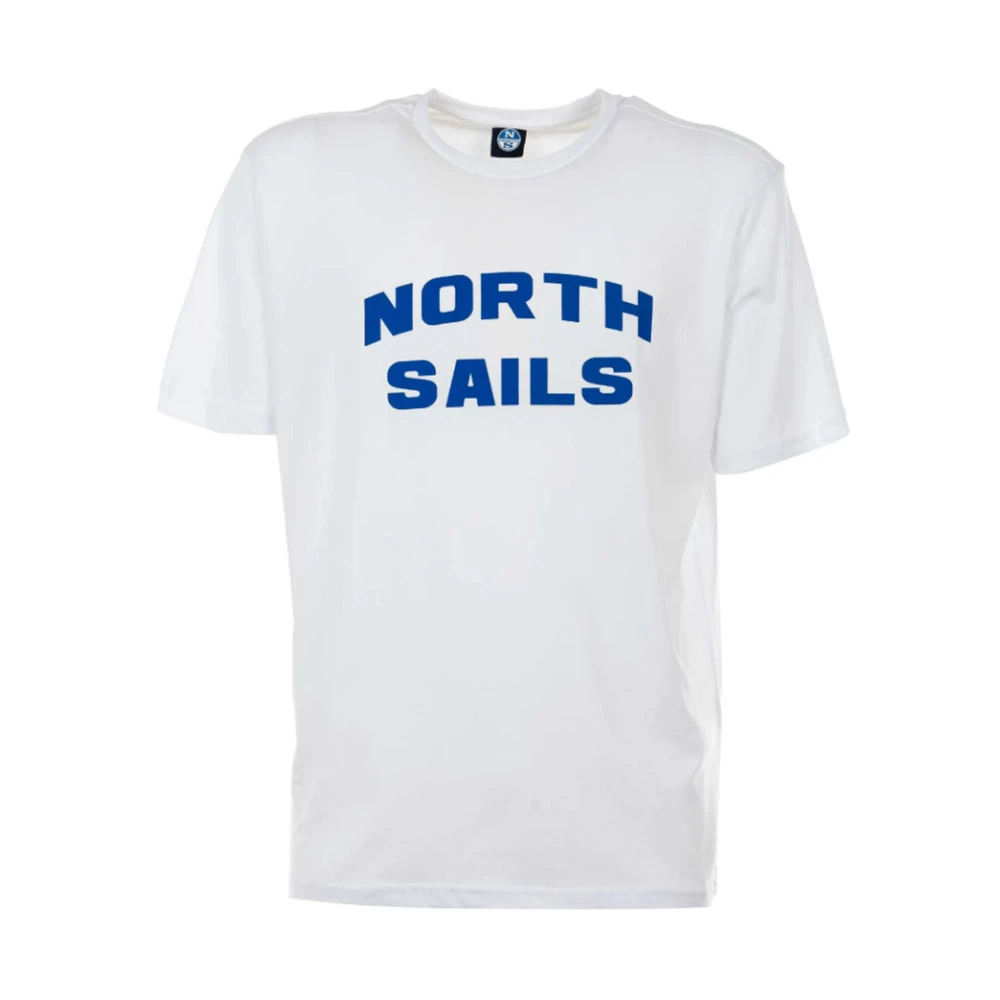 North Sails Witte Katoenen T-shirt met Blauwe Logoprint White Heren
