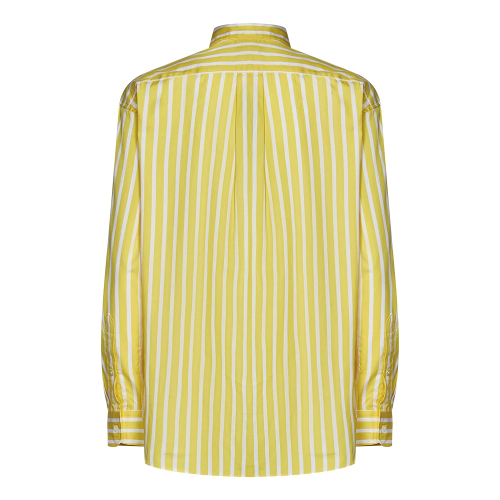 Polo Ralph Lauren Gele Gestreepte Katoenen Overhemd Yellow Dames