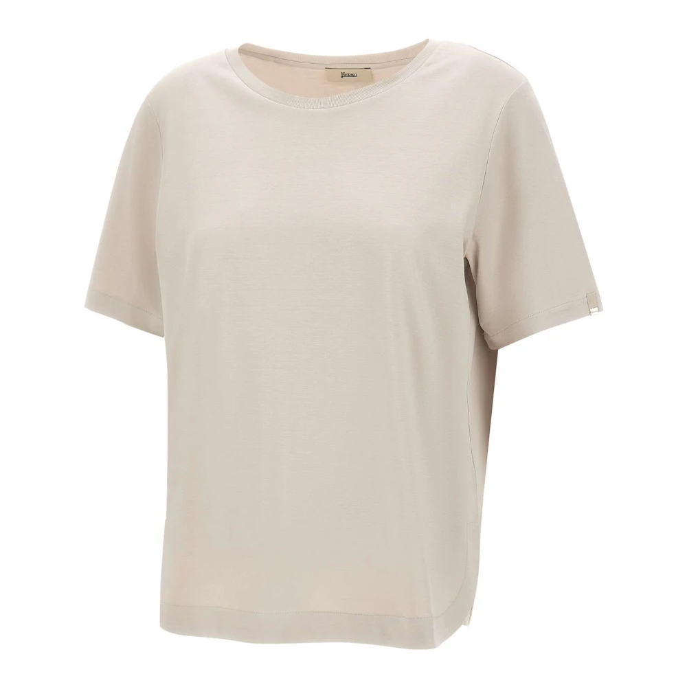 Herno - Camiseta De Seda Y Algodón - Tops - Mujer - Beige - L