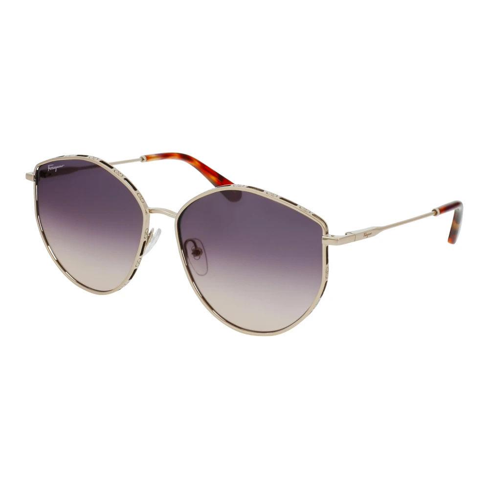 Ferragamo Women's Yellow Rose Gold Violet Shaded Sunglasses - Sunglasses - 60 Mm - Accessories