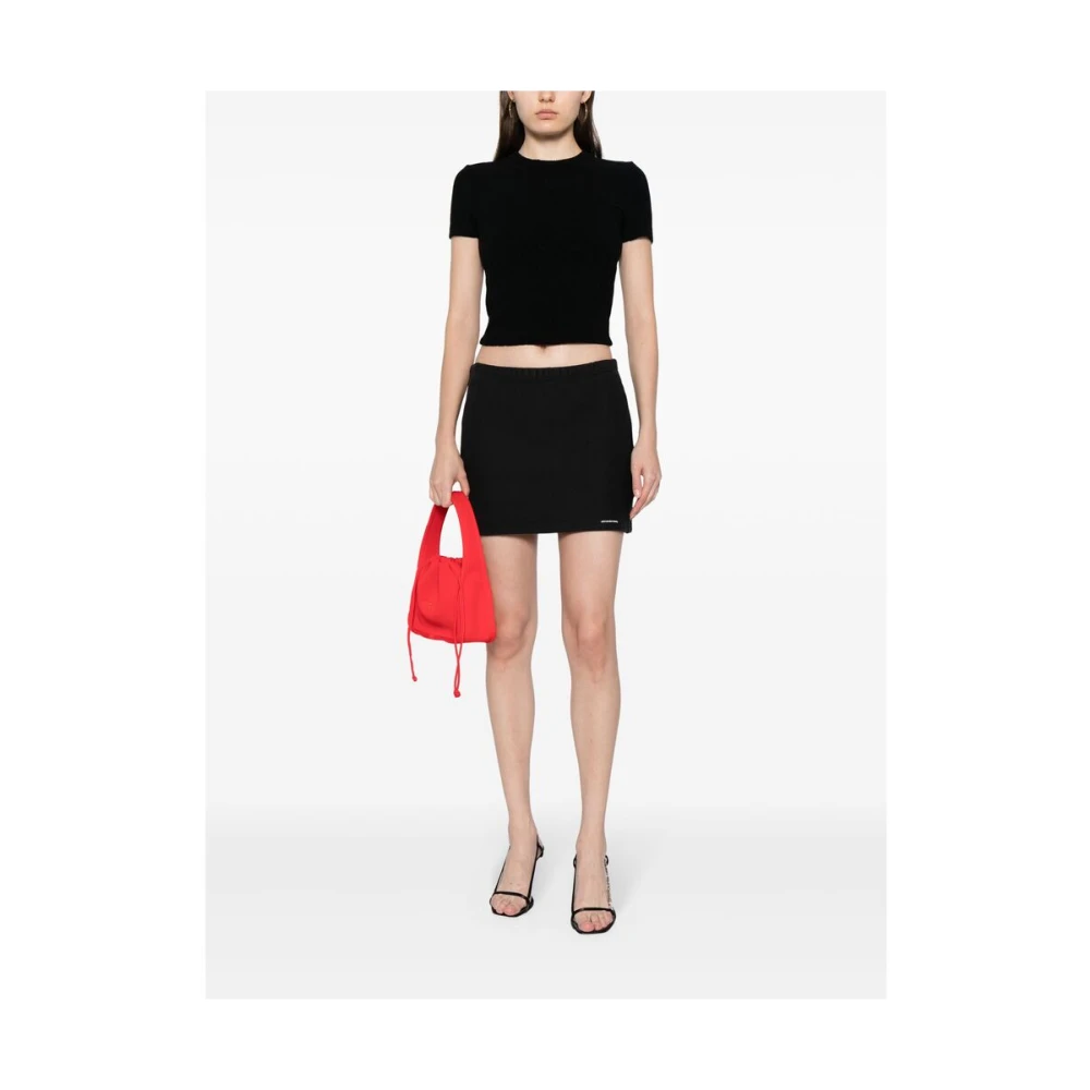T by Alexander Wang Zwarte Gebreide Logo T-shirt Black Dames
