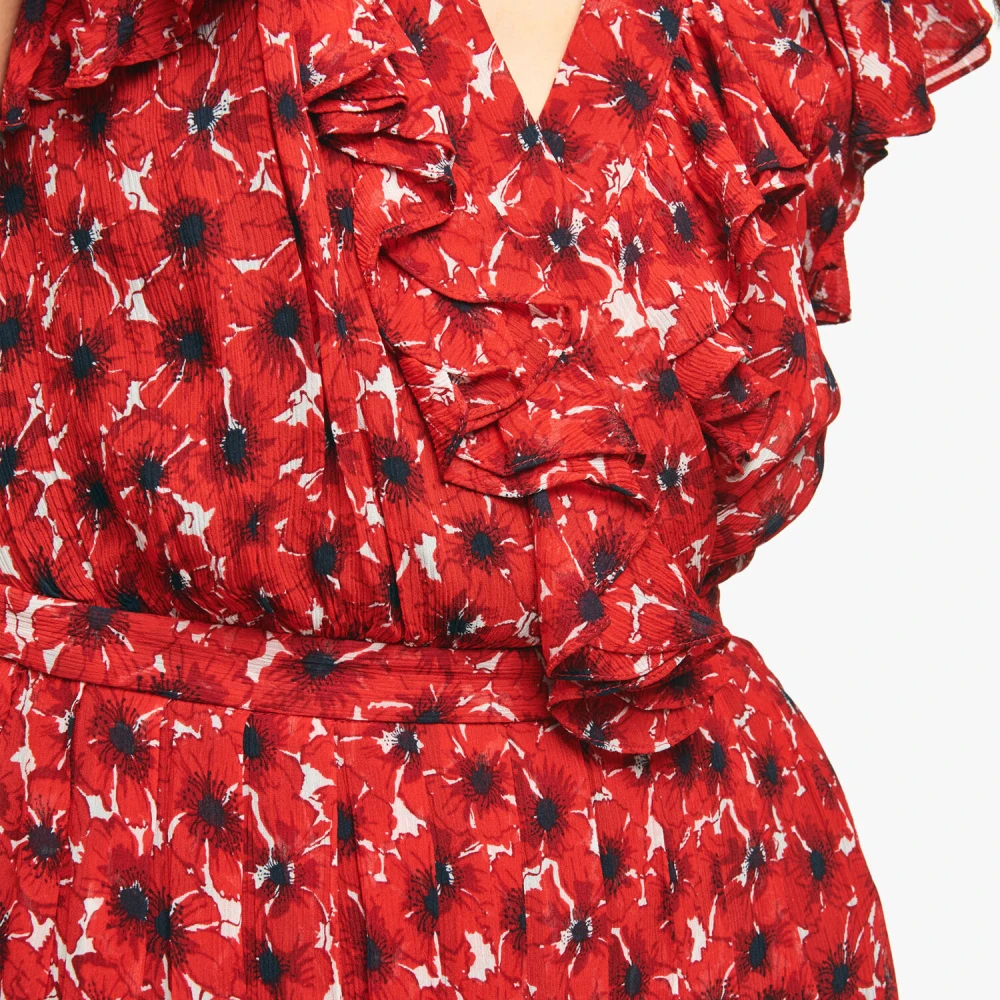 Brooks Brothers Chiffon Poppy Print Jurk Red Dames