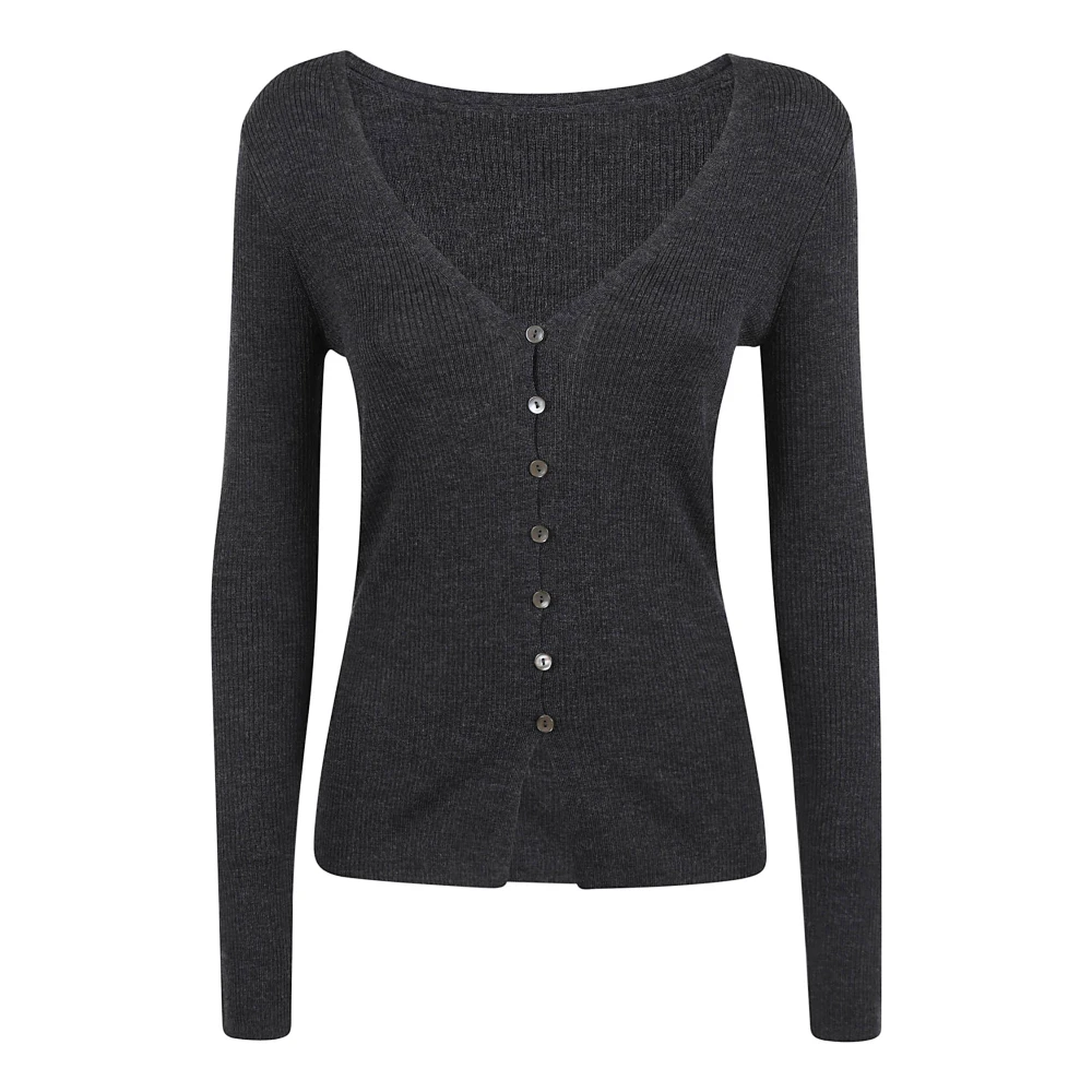 P.a.r.o.s.h. Grijze Ribgebreide Vest Aw24 Gray Dames